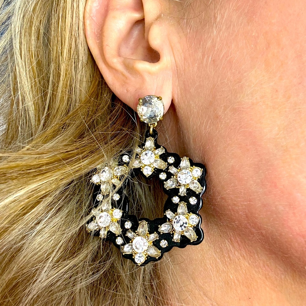 J. Crew black & gold Crystal statement earrings